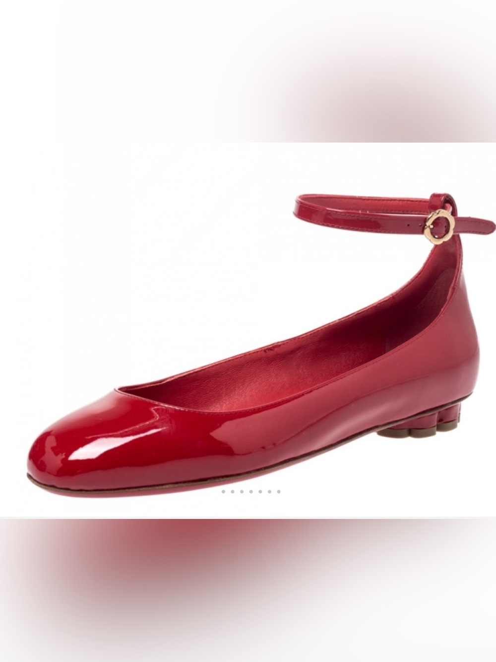 SALVATORE FERRAGAMO Cefalu Red Patent Leather Ballet Flats Ankle Straps Size